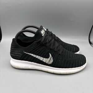 Nike Free Shoes RN Flyknit 831069-001 Men's Black White Running Size 8.5